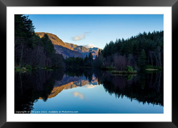 Glencoe Lochan Framed Mounted Print by phil pace