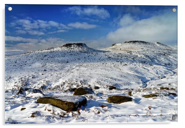 Carl Wark and Higger Tor, Peak District Acrylic by Darren Galpin