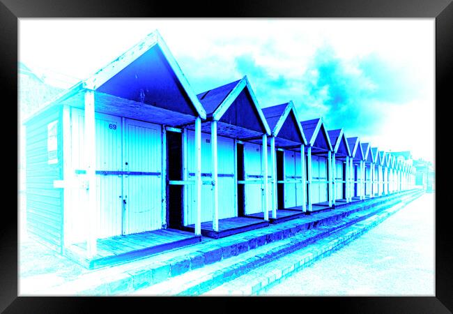 Beach Hut - Blue Framed Print by Glen Allen