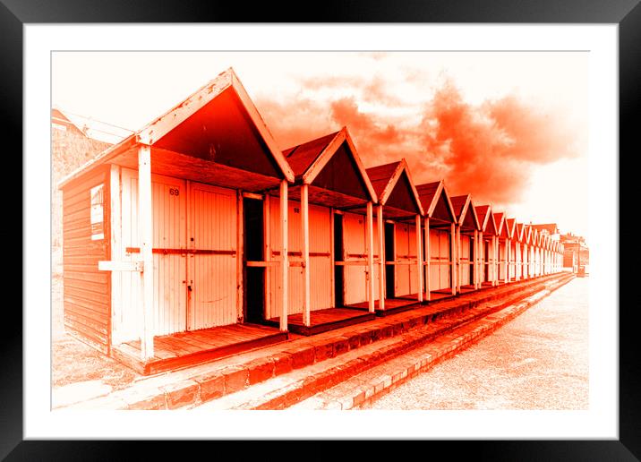 Beach Hut - Red Framed Mounted Print by Glen Allen
