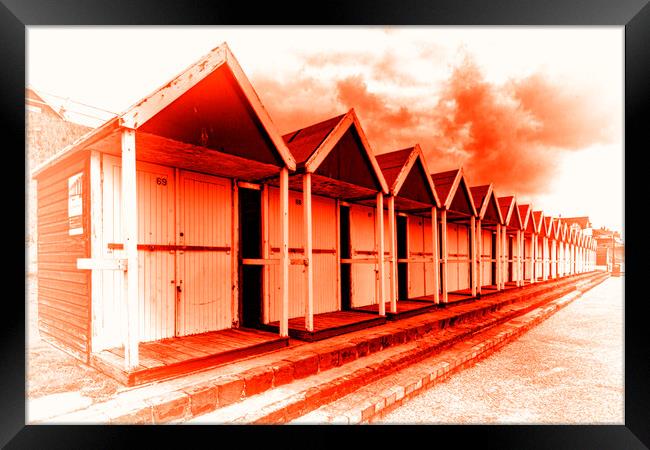 Beach Hut - Red Framed Print by Glen Allen
