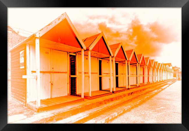 Beach Hut - Tangerine Framed Print by Glen Allen