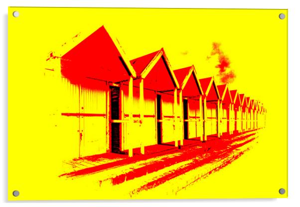 Beach Hut - Pop Art Red and Yellow Acrylic by Glen Allen