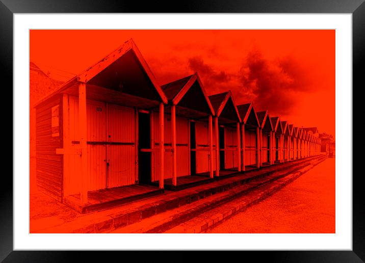 Beach Hut - Deep Red Framed Mounted Print by Glen Allen
