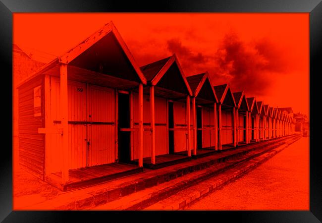 Beach Hut - Deep Red Framed Print by Glen Allen