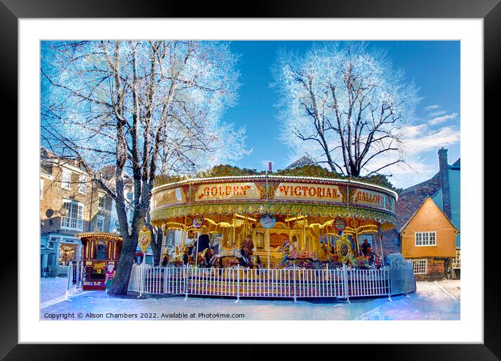 York Winter Carousel Framed Mounted Print by Alison Chambers