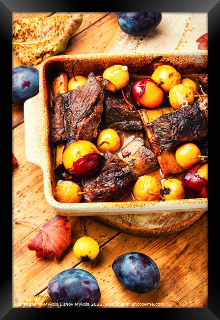 Baked lamb ribs with fruit sauce Framed Print by Mykola Lunov Mykola