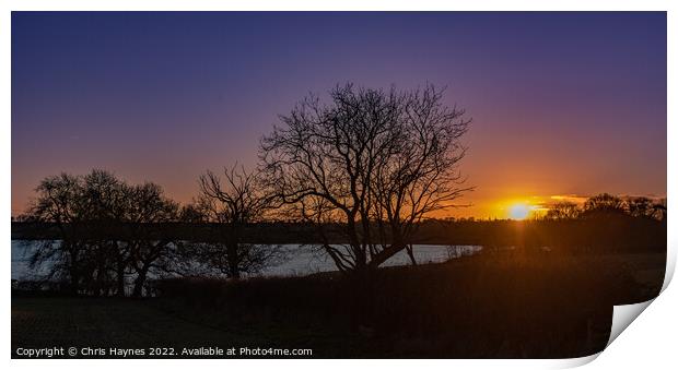 A sunset over Rutland Water Print by Chris Haynes