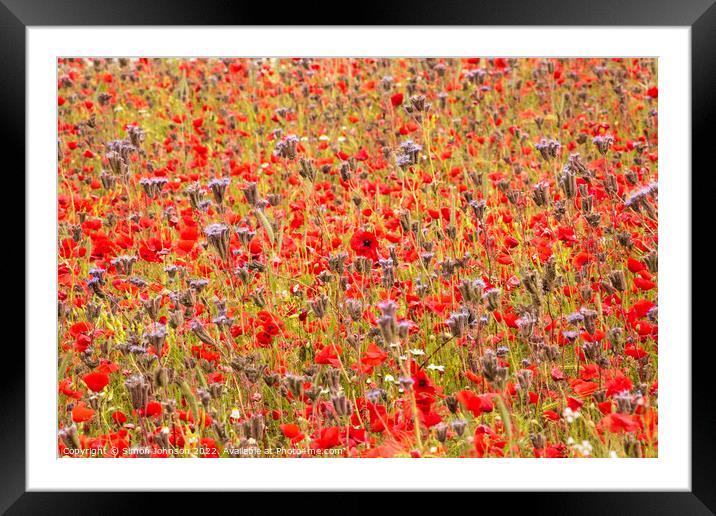 impressionist poppies Framed Mounted Print by Simon Johnson