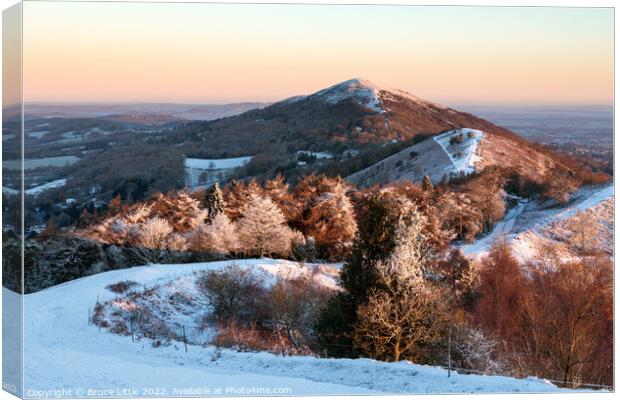 Snowy Malverns just after sunrise Canvas Print by Bruce Little