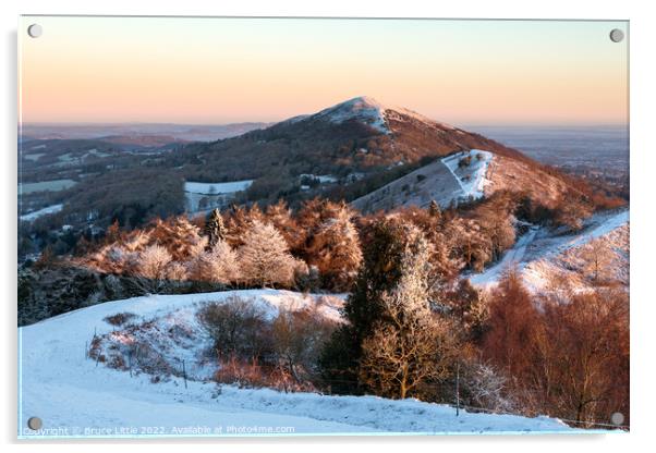 Snowy Malverns just after sunrise Acrylic by Bruce Little