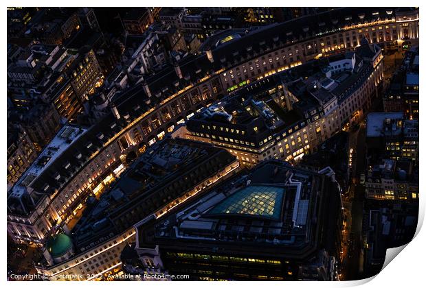 Aerial illuminated London view of Piccadilly Circus UK Print by Spotmatik 