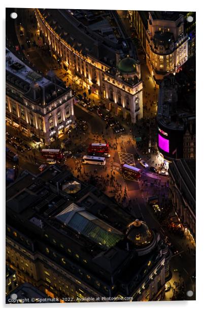 Aerial illuminated London view of Piccadilly Circus UK Acrylic by Spotmatik 