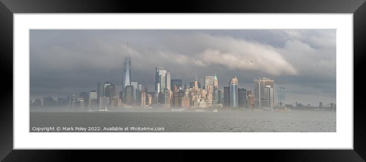 Manhattan Skyline Panorama Framed Mounted Print by Mark Poley