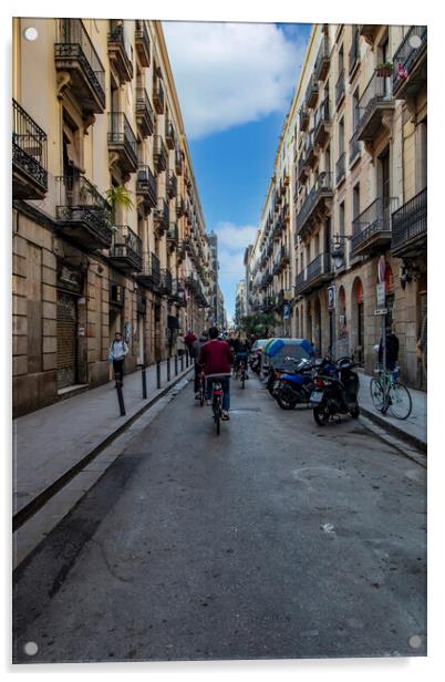 A Barcelona Street Acrylic by Glen Allen