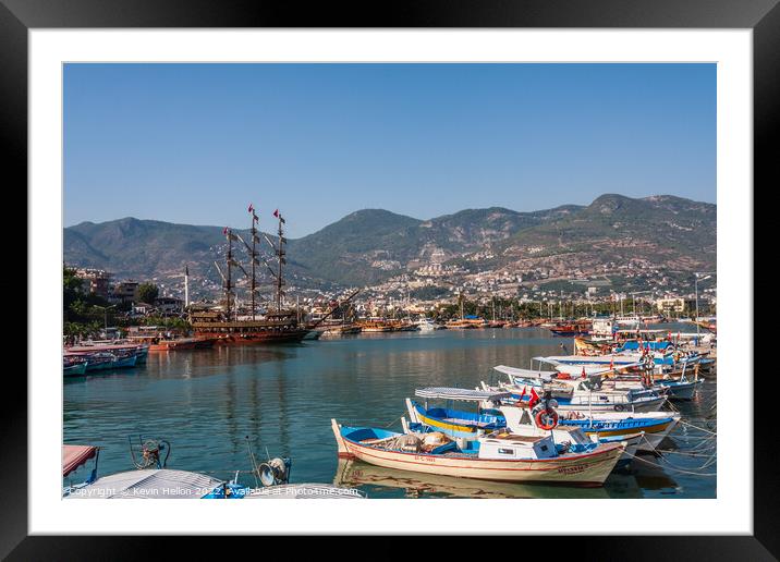 Boats in Alanya Harbour, Framed Mounted Print by Kevin Hellon