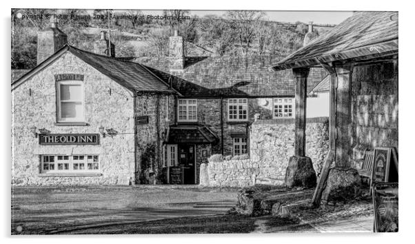 The Old Inn Widecombe-in-the-Moor Acrylic by Peter F Hunt