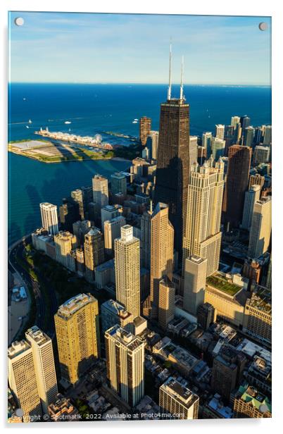 Aerial Chicago Illinois Hancock Building near Navy Pier  Acrylic by Spotmatik 