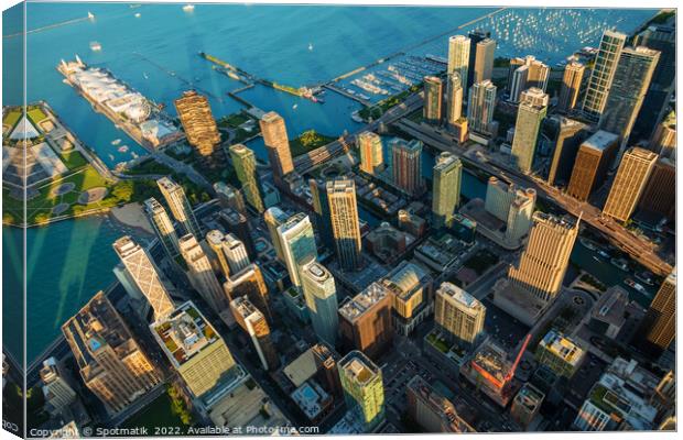Aerial Chicago overhead view of Waterfront Navy Pier  Canvas Print by Spotmatik 