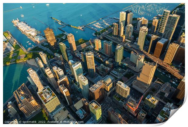 Aerial Chicago overhead view of Waterfront Navy Pier  Print by Spotmatik 