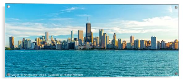 Aerial Chicago Panorama Lake Michigan city harbor Waterfront  Acrylic by Spotmatik 