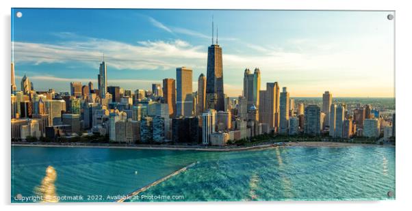 Panoramic Aerial Chicago Waterfront view of city Skyscrapers USA Acrylic by Spotmatik 