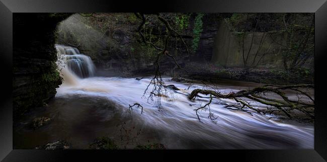 A fast flowing waterfall Framed Print by Leighton Collins