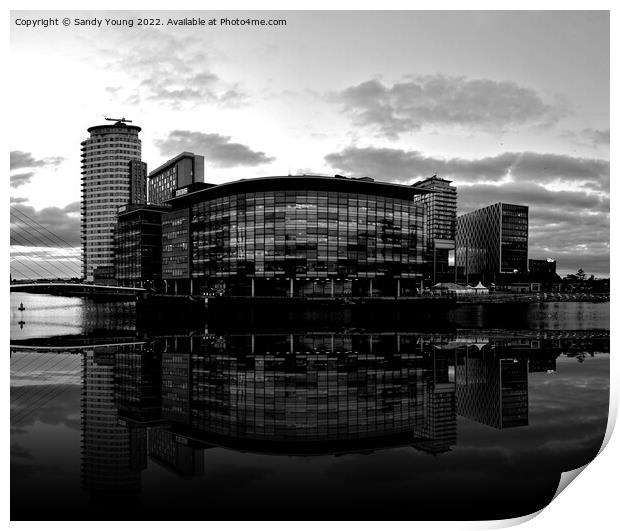 Moody Manchester Quayside Print by Sandy Young