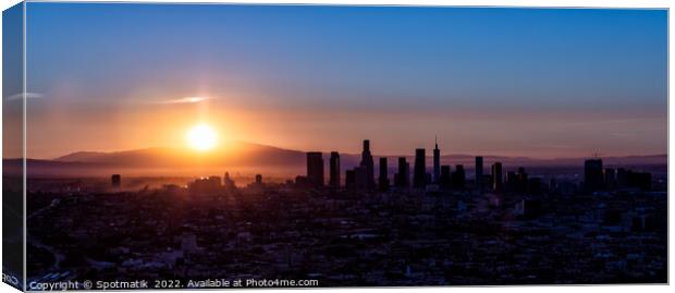 Aerial Panorama Californian view sun rising over horizon  Canvas Print by Spotmatik 