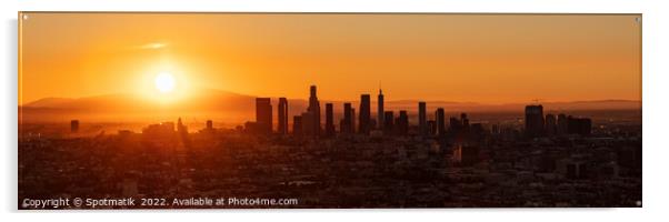 Aerial Panoramic a colorful American sunrise Los Angeles  Acrylic by Spotmatik 