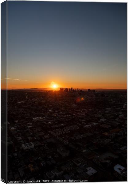Aerial sunrise view of Urban Los Angeles USA Canvas Print by Spotmatik 