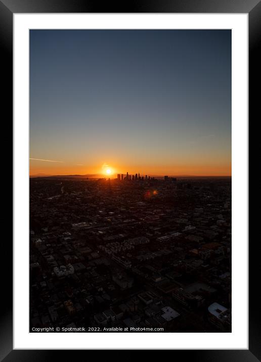 Aerial sunrise view of Urban Los Angeles USA Framed Mounted Print by Spotmatik 
