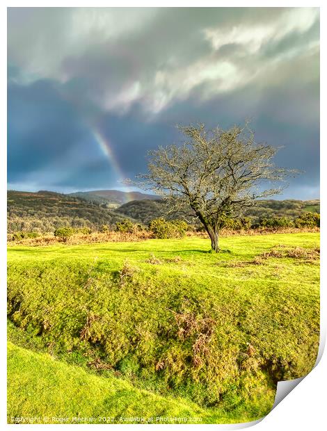 The Last Glimpse of a Dartmoor Rainbow Print by Roger Mechan