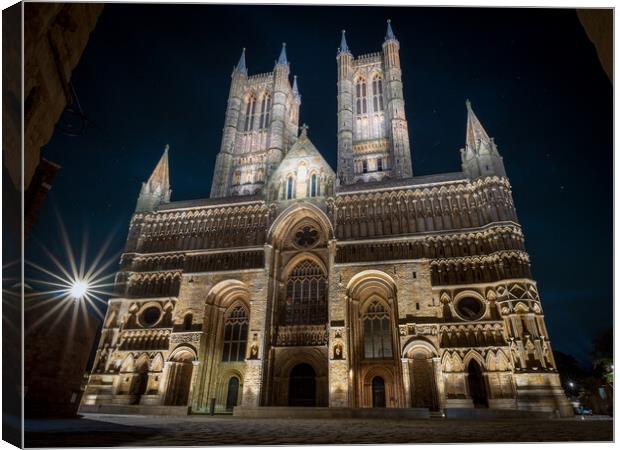 Lincoln Cathedral at night Canvas Print by Andrew Scott