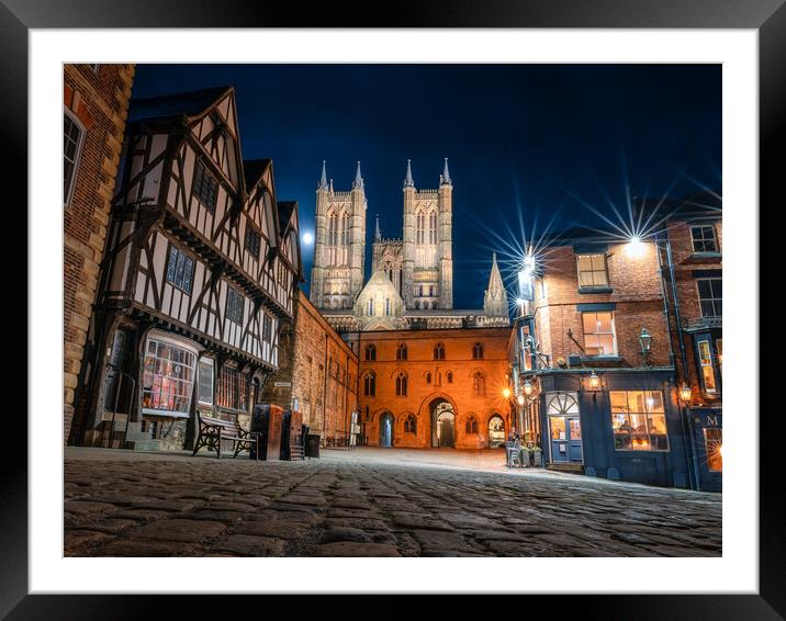 Lincoln Cathedral under the moon  Framed Mounted Print by Andrew Scott