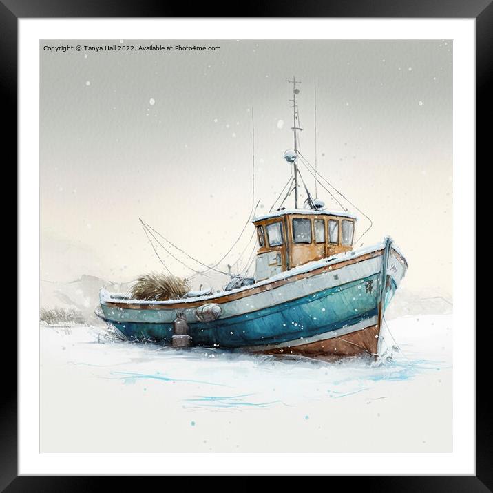 Boat in a winter mooring Framed Mounted Print by Tanya Hall