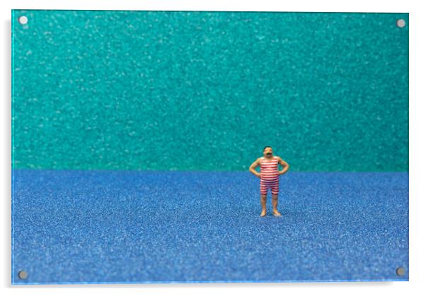 Tiny Swimmer Takes on the Beach Acrylic by Steve Purnell