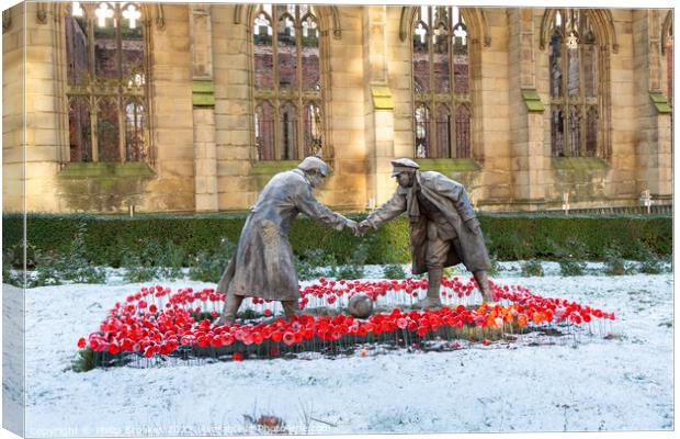 Liverpool Christmas Truce Statue Canvas Print by Philip Brookes