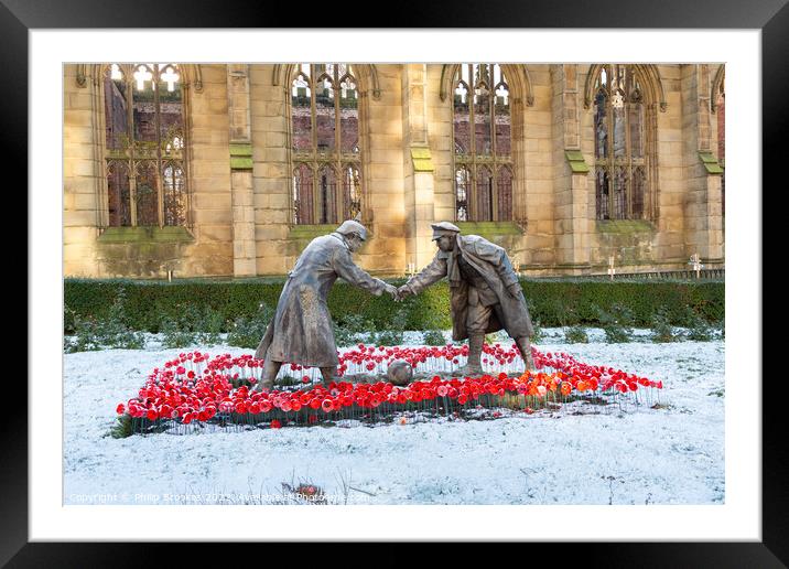 Liverpool Christmas Truce Statue Framed Mounted Print by Philip Brookes