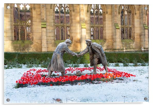 Liverpool Christmas Truce Statue Acrylic by Philip Brookes