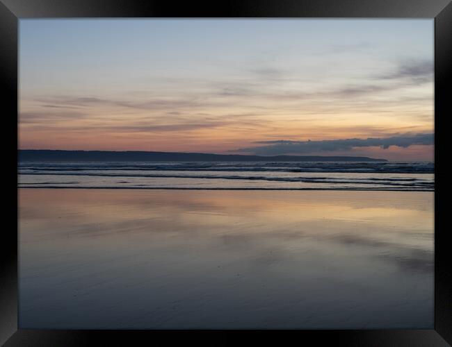 Tranquil Beach sunset Framed Print by Tony Twyman
