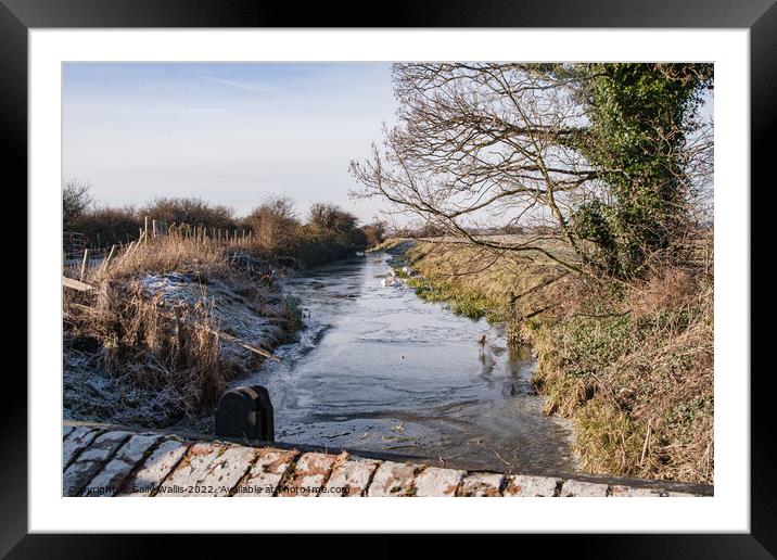 Frozen Dyke, Pevensey Marshes Framed Mounted Print by Sally Wallis