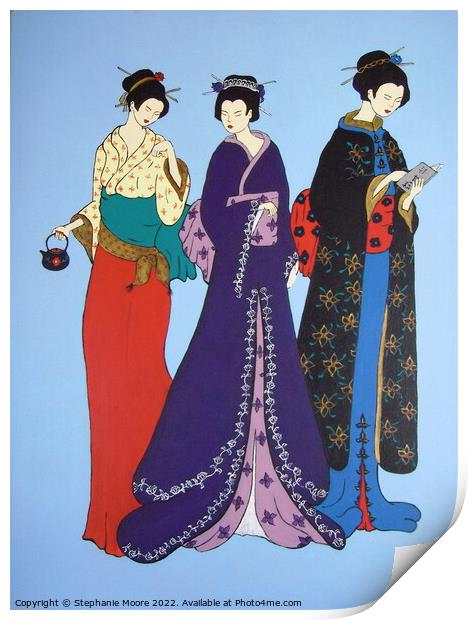 Gossiping Geishas Print by Stephanie Moore