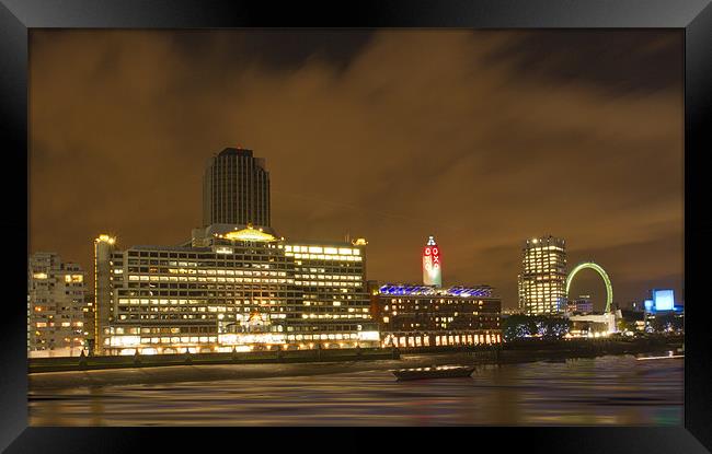 Night Oxo Tower skyline Framed Print by David French