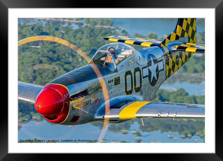 P-51D Mustang in the Air Framed Mounted Print by Andy Lay