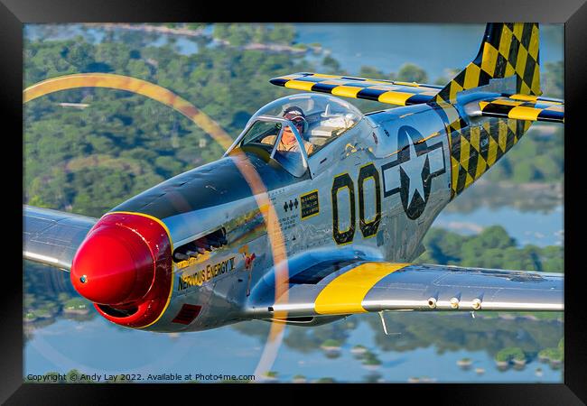 P-51D Mustang in the Air Framed Print by Andy Lay