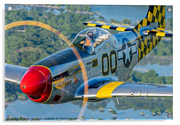 P-51D Mustang in the Air Acrylic by Andy Lay