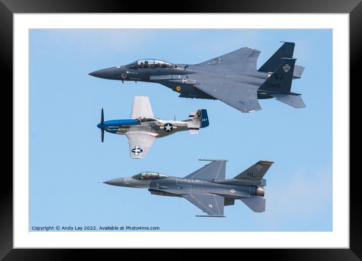USAF Heritage Flight of Three Framed Mounted Print by Andy Lay