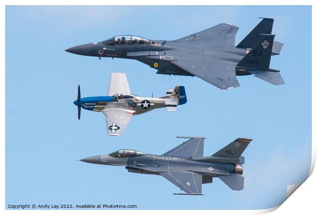 USAF Heritage Flight of Three Print by Andy Lay