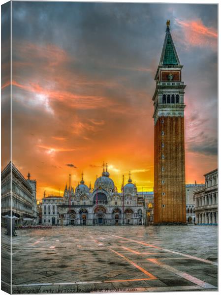 San Marco Sunrise Surprise Canvas Print by Andy Lay